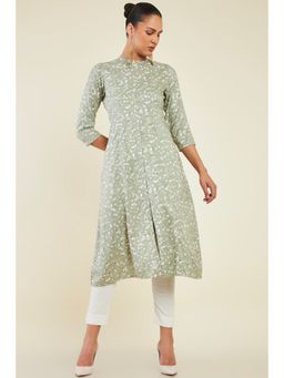 Soch - Womens Green Rayon Printed Kurta