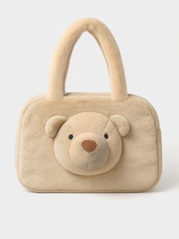 Mi Arcus - Cute & Plush Teddy Face Handbag for Kids - Beige