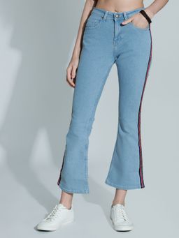 High Star - Women Bootcut High-Rise Clean Look Stretchable Cropped Jeans