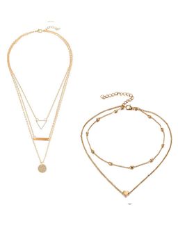 Jewels Galaxy - Jewellery For Women Gold-Plated Layered Necklace (Set of 2)