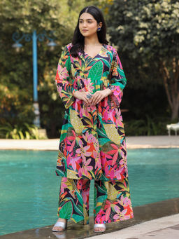 Asheera - Multi-Color Abstract Muslin Hand Embroidered Co-Ord (Set of 2)