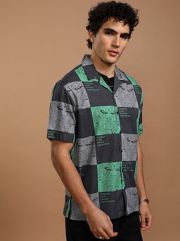 HIGHLANDER - Men's Multi-Colour Collar Neck Half Sleeves Relaxed Colorblock Shirt