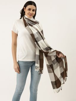 Pashmoda - Women Brown Checkered Stole