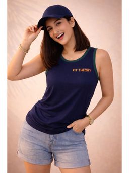 The Fit Theory - Navy Blue Cut N Sew Tank Top