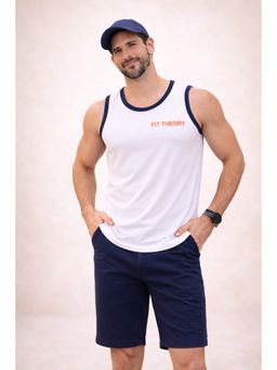 The Fit Theory - White Men's Cut N Sew Tank Top