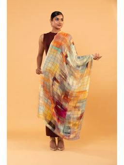 Modarta By Kamakshi - Fine Wool Loom Woven Shawl – Multicolour Checked Design