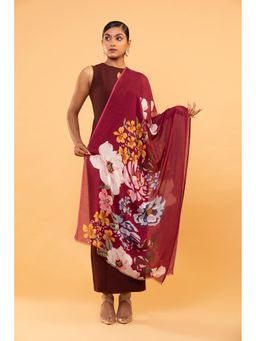 Modarta By Kamakshi - Red Floral Print Wool Shawl For Women – Elegant & Cozy