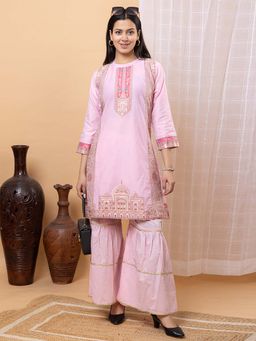 Kidar - Pink Trending Stylish Kurta with Sharara (Set of 2)