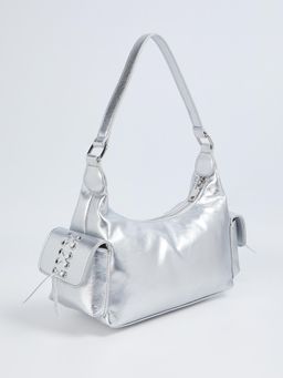 max - Women Silver Shoulder Handbag - Silver