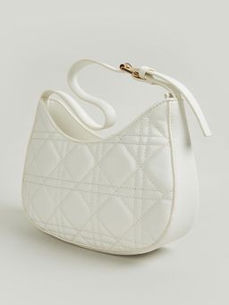 max - Women Quilted Hobo Mini Bag - Off White