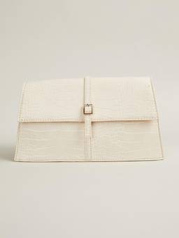 max - Women Croc-Textured Shoulder Handbag - Cream
