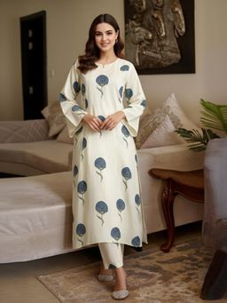 Gahan - Womens Kerosene Rayon Blend Printed A-Line Kurta with Pant