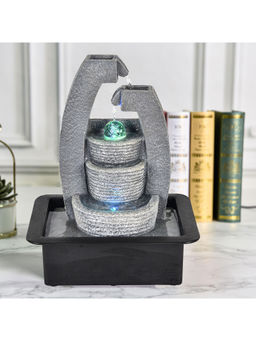 HomeTown - Impression Polyresin Trio Bowl Fountain 30X40Cm In Grey Colour