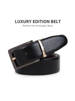 HAYES LONDON - Luxury Italian Leather Dual-Sided Reversible Belt - Black & Brown