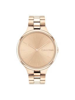 Calvin Klein - Linked Bracelet Quartz Rose Gold Round Sunray Dial Womens Watch - 25200125