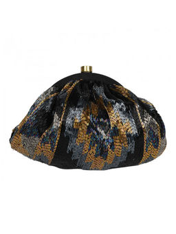 5 Elements by Radhika Gupta - Black Hand Embroidered Clutch