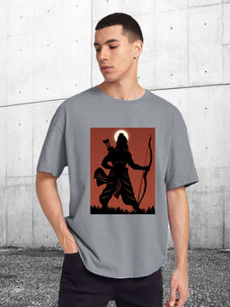 CHKOKKO - Printed Oversized T-Shirt-Grey