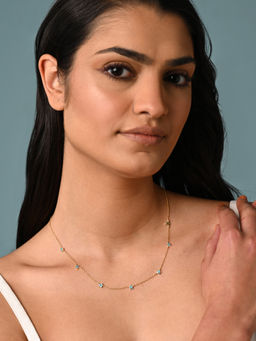 CLARA - 925 Silver Blue Topaz Gold Plated Star Charm Minimal Necklace for Women & Girls