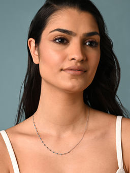 CLARA - 925 Silver Blue Topaz Rhodium Plated Charm Minimal Necklace for Women & Girls