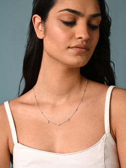 CLARA - 925 Silver Rhodium Plated Daily wear Charm Minimal Necklace for Women & Girls
