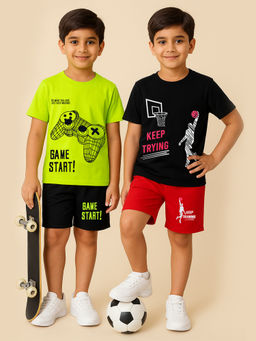 Kuchipoo - Boys Regular Fit Cotton T-Shirts And Shorts (Pack of 4)