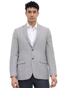 ColorPlus - Contemporary Fit Checkered Medium Grey Blazer