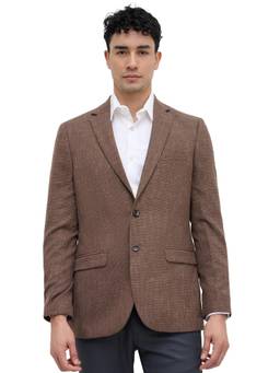 ColorPlus - Regular Self Design Medium Brown Blazer