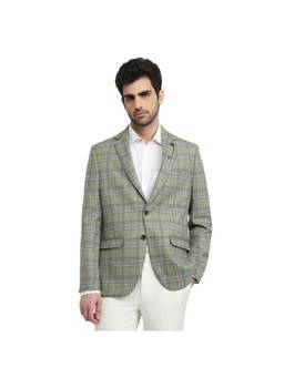 Park Avenue - Regular Fit Checks Medium Green Blazer