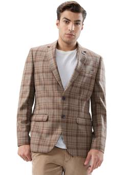 Park Avenue - Regular Fit Checks Medium Brown Blazer
