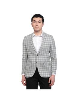 Park Avenue - Slim Checkered Medium Grey Blazer