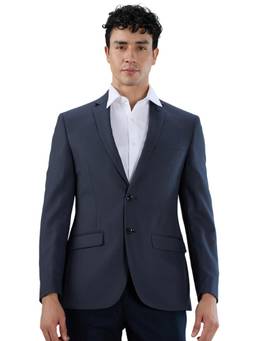 Park Avenue - Slim Self Design Navy Blue Blazer