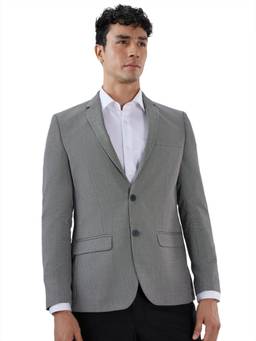 Park Avenue - Slim Self Design Grey Blazer