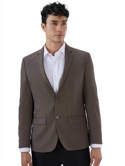 Park Avenue - Slim Self Design Dark Brown Blazer