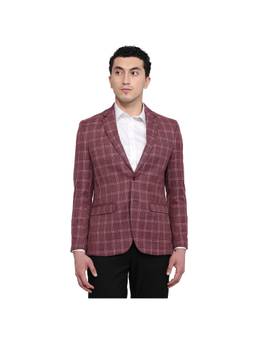 Park Avenue - Slim Checkered Medium Red Blazer