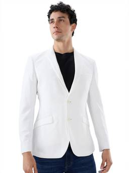 Park Avenue - Super Slim Self Design White Blazer