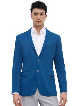 Park Avenue - Super Slim Self Design Dark Blue Blazer