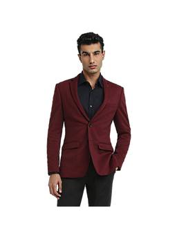 Park Avenue - Super Slim Solid Dark Red Blazer