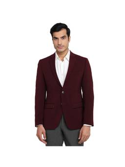 Park Avenue - Super Slim Solid Dark Maroon Blazer