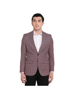 Raymond - Contemporary Fit Checkered Medium Red Blazer