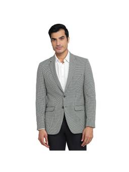 Raymond - Contemporary Fit Checkered Dark Green Blazer