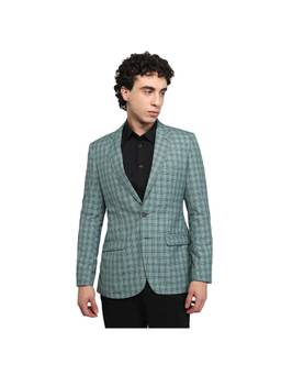 Raymond - Contemporary Fit Checkered Dark Green Blazer