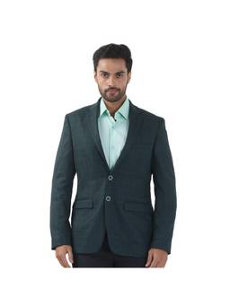 Raymond - Contemporary Fit Checkered Dark Green Blazer