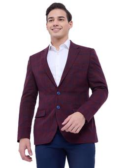 Raymond - Regular Checkered Dark Maroon Blazer