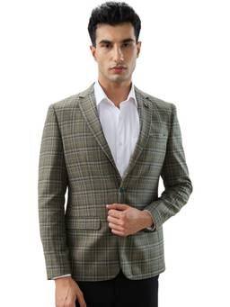 Raymond - Regular Fit Checkered Dark Green Blazer