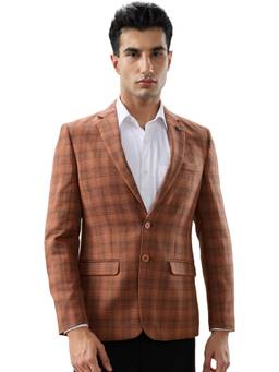 Raymond - Regular Checkered Dark Orange Blazer
