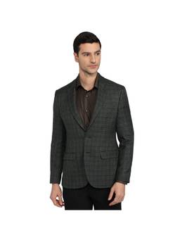 Raymond - Regular Fit Checkered Dark Green Blazer