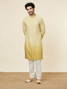 Manyavar - Mens Mehndi Green Blended Cotton Kurta