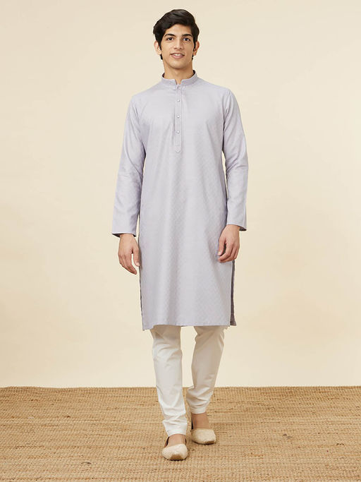 Manyavar Mens Purple Cotton Kurta Pyjama (Set of 2)