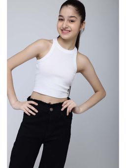 Wakai - Solid Round Neck Crop Top