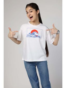 Wakai - Girls Graphic Printed Round Neck T-Shirt